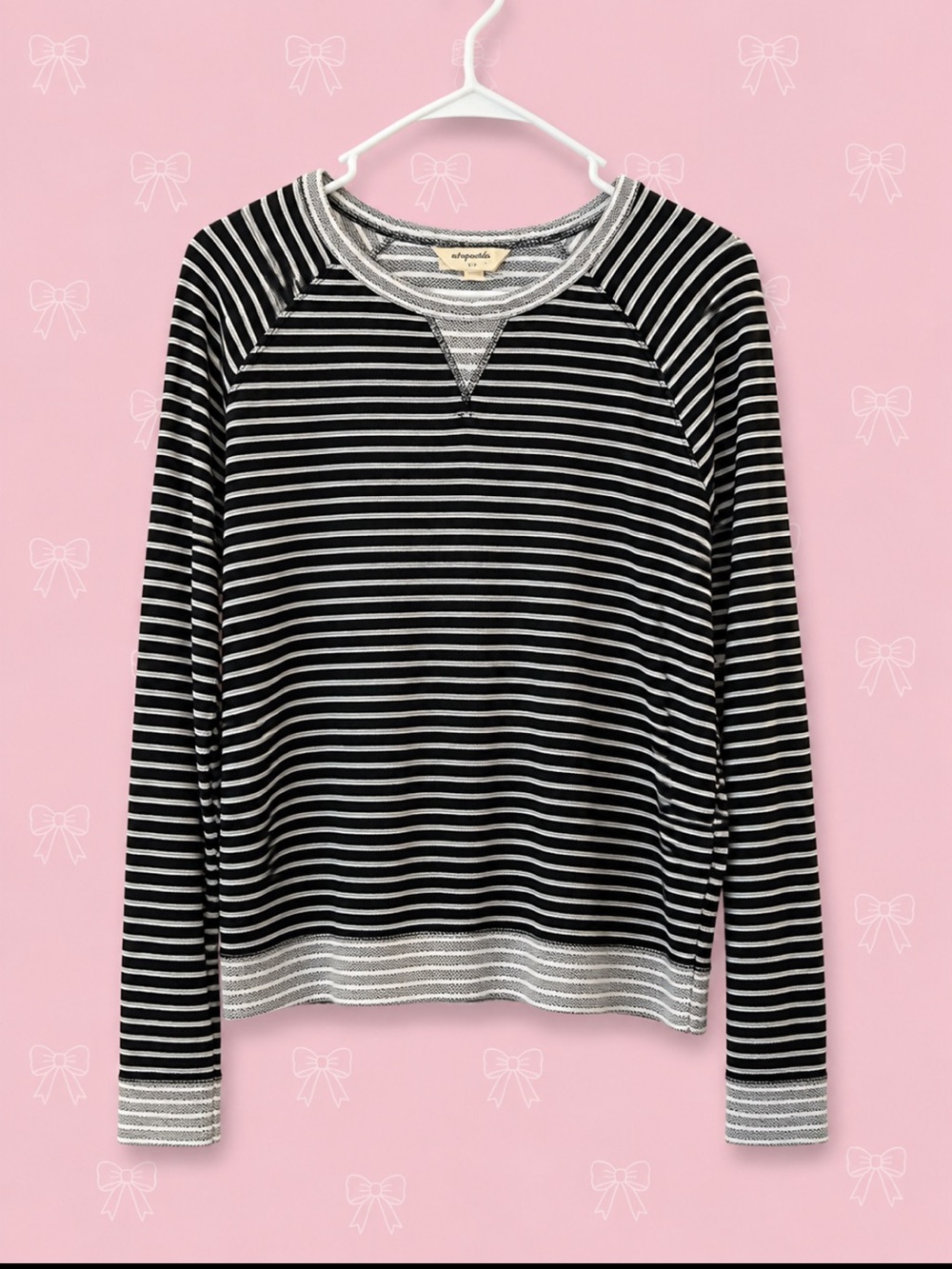 G.H. Bass & Co. Black and White Striped Men's Crewneck Sweater